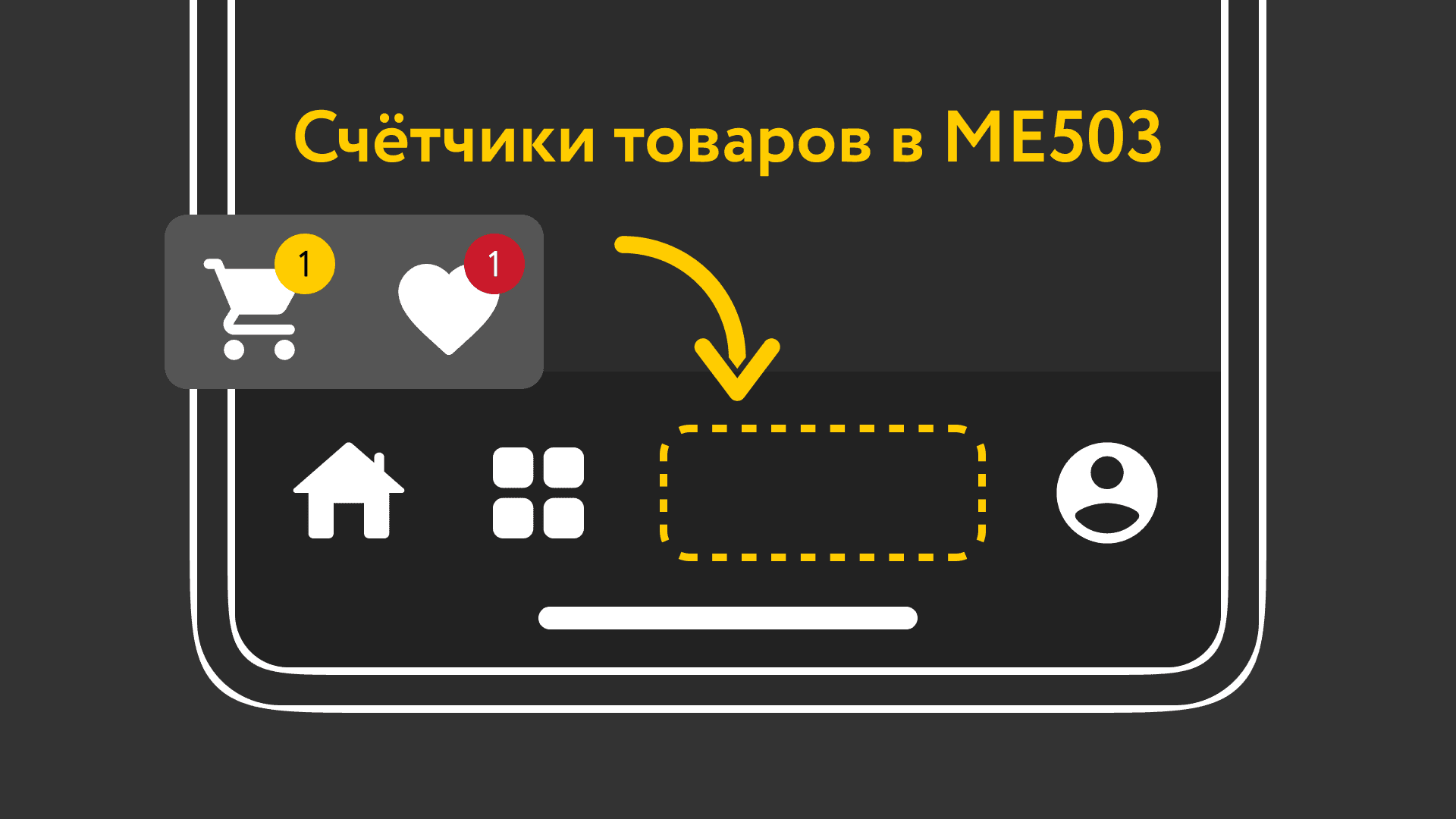 Счётчик товаров на иконках мобильного меню ME503