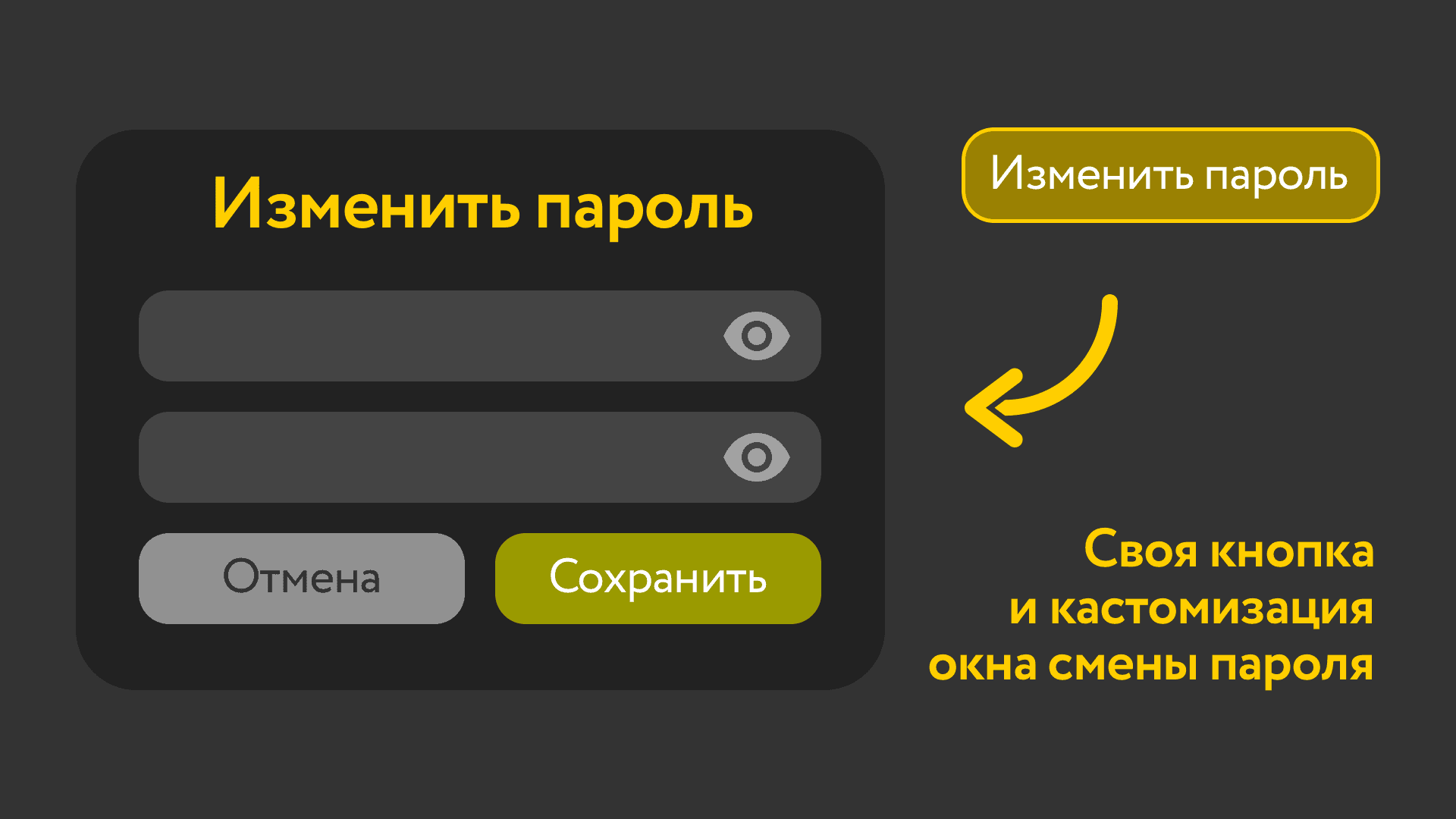 Своя кнопка «Изменить пароль» и оформление окна смены пароля